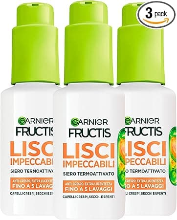Garnier Garnier Fructis Sleek & Stay Thermo-Protective, Thermo-Activated Anti-Frizz Serum for Dry and Dull Hair, Moisture Resistant and Protects Up to 230°C - 3 Bottles of 50 ml