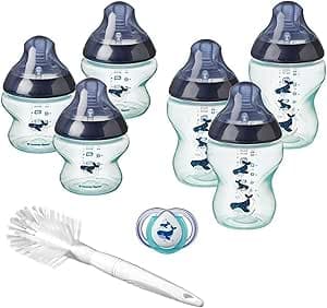 Tommee Tippee Closer to Nature Newborn Baby Bottle Kit, White and Decorated