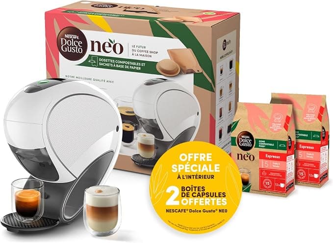 Nescafé Dolce Gusto Krups Coffee maker, Compostable pods and recyclable paper-based bags, Connected, Neo White, YY5499FD - Image 1