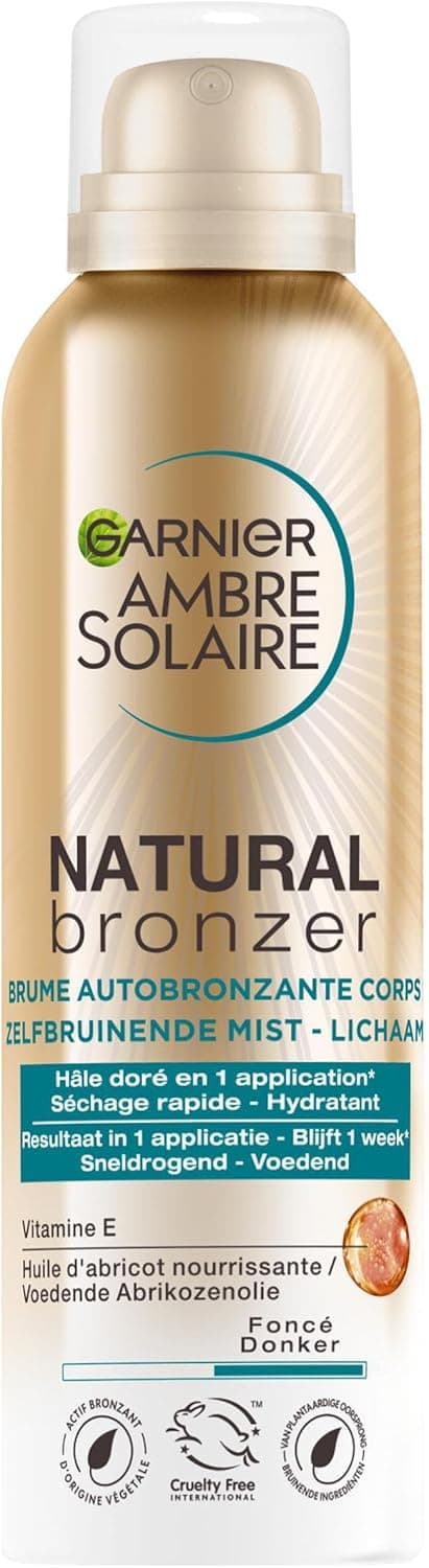 GARNIER Ambre Solaire - Natural Bronzer - Brume Autobronzante Hydratante & Apaisante - Hâle Doré & Lumineux Pendant 1 Semaine - À l'Huile D'Abricot - Vegan & Cruelty Free - Corps - 150 ml - Image 1