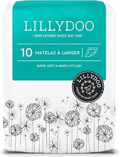 LILLYDOO Matelas à Langer Hypoallergéniques pour Bébé 60x60 cm, 10 pièces, Alèses Ultra-douces pour les Peaux Sensibles, Sans Parfum ni Lotion, Testés Dermatologiquement