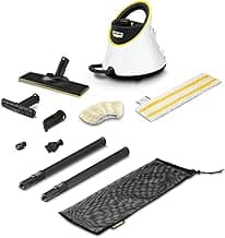 Kärcher Kärcher Nettoyeur Vapeur SC 2 Deluxe, Surface : 75m², Réservoir : 1 l, Pression Vapeur : 3,2 bar, Temps Préchauffage : 6,5 min, Puissance : 1 500 W, Set de Nettoyage de Sol EasyFix & 3 buses