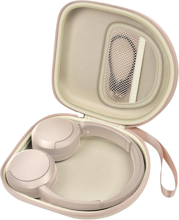Sony WH-CH520 Case - Compatible with Wireless Supra-Ear Bluetooth Headphones, Microphone, Noise Cancelling - USB Cable for Work - Black (Box Only) (Beige) - Image 1
