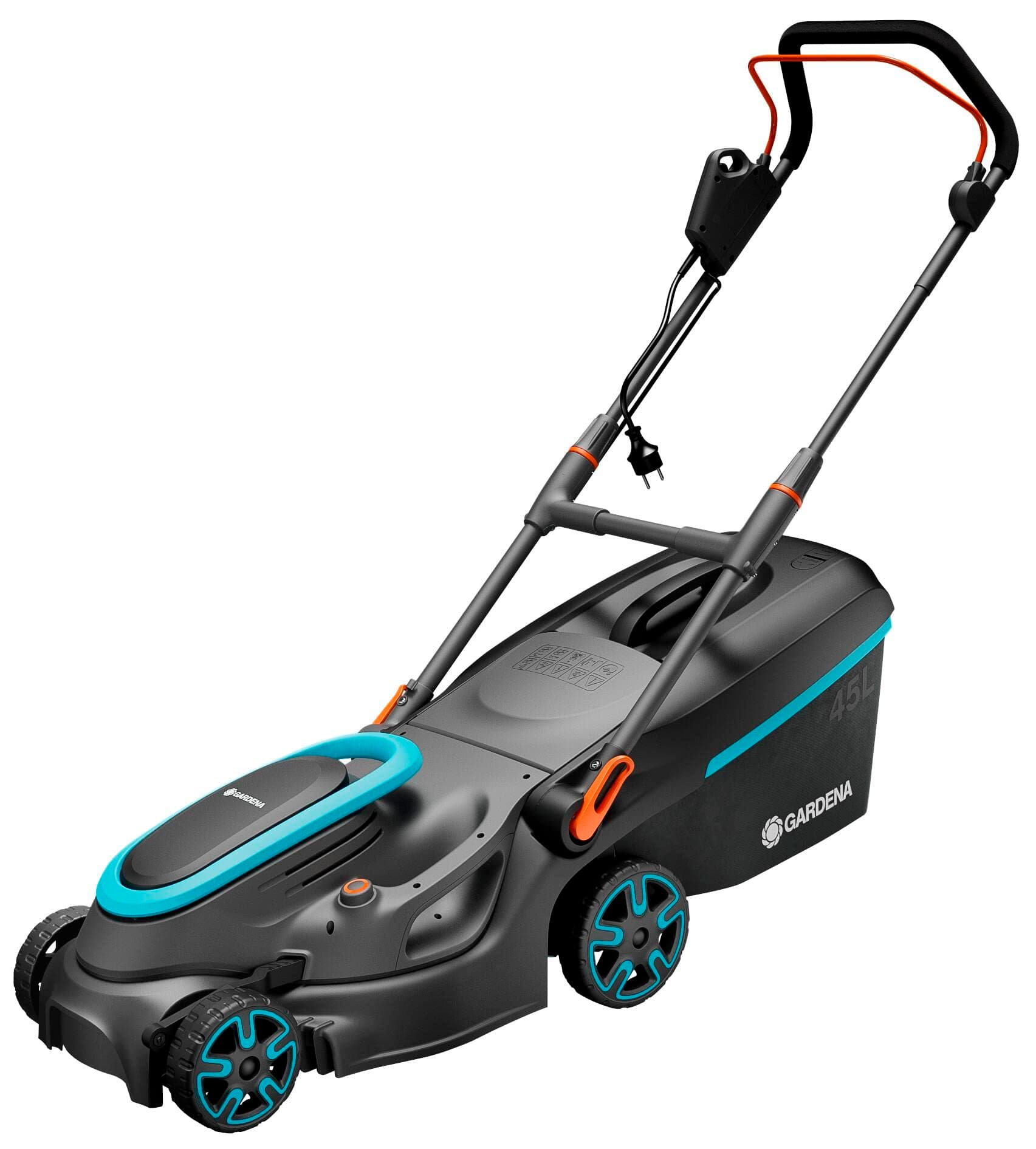 Gardena tondeuse à gazon électrique PowerMax 37/1800 G2: Tondeuse <500 m², puissance 1 800 W, largeur coupe 37 cm, volume bac 45 l, hauteur 35–65 mm, poignée ErgoTec Plus, rabattable (14637-20) - Image 2