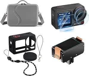 DJI 4 in 1 Kit for DJI Osmo Action 5, Action Camera Accessories Included Screen Protector, Bag, Silicone Case, Magnetic Stand, Action Camera Accessory Kit, Use