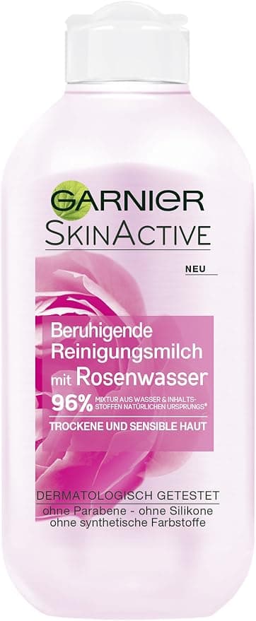 Garnier SkinActive Rose Water Cleansing Milk for Dry and Sensitive Skin (200ml) - Image 1