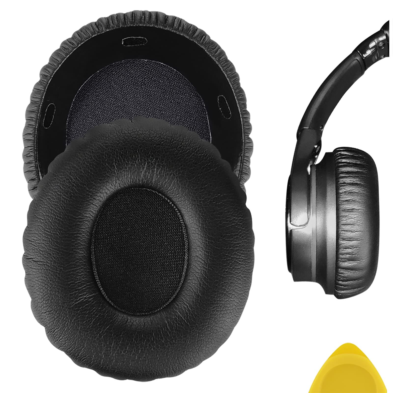 Geekria QuickFit Replacement Protein Leather Earpads for Sony MDR-10RC Headphones (Black)