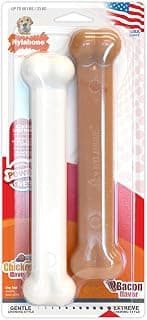 Nylabone 982903 Dura Power Chew, en forme d'os, double emballage avec saveur de bacon et de poulet