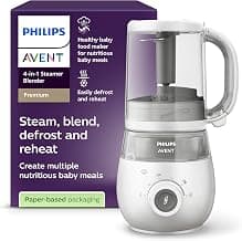 Philips Avent - Robot cuiseur vapeur-mixeur 4 en 1, robot cuiseur-mixeur pour bébé, cuisez à la vapeur, mixez, décongelez, réchauffez, passe au lave-vaisselle, modèle SCF883/01