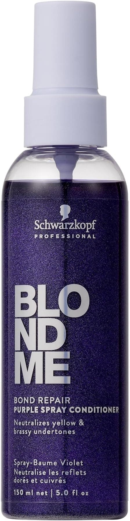Schwarzkopf Professional BLONDME Bond Repair Purple Spray Conditioner No Rinse Neutralize Under Yellow Tones Bleached Bleached Bleached Detangling And Nourishing 150ml - Image 1