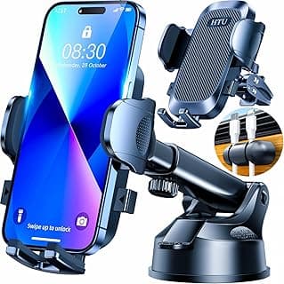 Car Phone Holder, Upgrade Car Phone Holder, Universal 3 in 1 Dashboard Windshield Air Vent Phone Holder Compatible with All Phones iPhone, Samsung