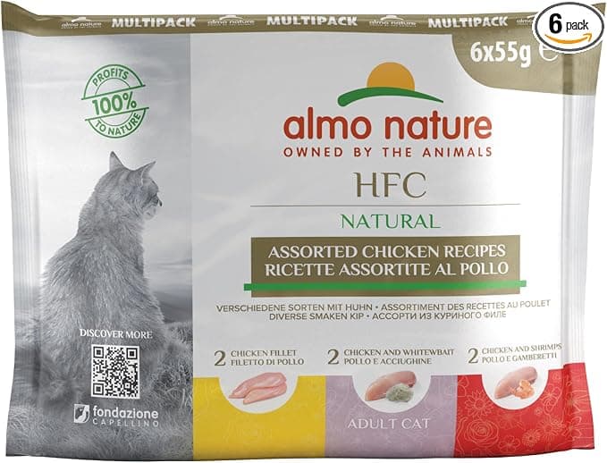 Almo Nature - HFC Natural Sélection de Poulet– Nourriture Humide pour Chat Adulte: 6 sachets fraîcheur de 55g - Image 1