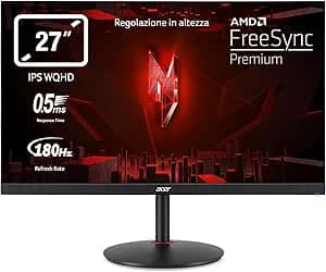 Acer Nitro XV271UM3bmiiprfx - 27" QHD, 180Hz (2560x1440, 16:9, FreeSync, 1ms, 250 Nits, Comfyview, BlueLightShield, 2xHDMI 2.0/1xDP 1.2) Tilting PC Monitor, Black