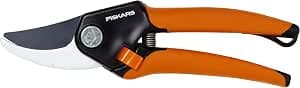 Fiskars Pruning Shears for Fresh Branches, Non-Stick Coating, Soft Grip Grips, Premium Steel Blades, Black/Orange, 1001340