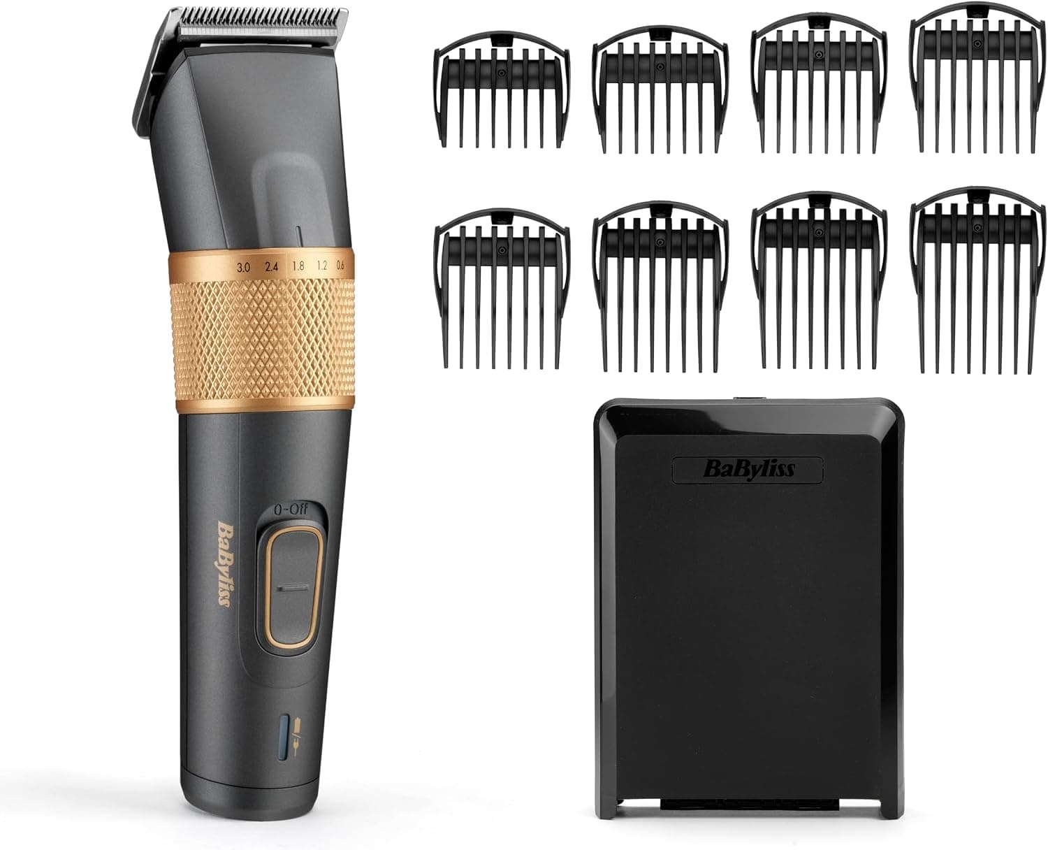 BaByliss - E987E - Tondeuse cheveux Graphite Precision - Lame en graphite ultra-durable - Utilisation avec ou sans fil - 26 hauteurs de coupe et 8 sabots cheveux - Rapidité et efficacité de coupe.
