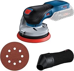 Bosch Professional 18V System cordless eccentric sander GEX 18V-125 (with sanding plate (125 mm), 1 abrasive disc, dust bag)