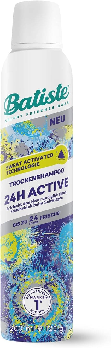 Batiste Batiste Hair Care 24H Leave-In Active Dry Shampoo with Invigorating Scent, Activated Sweat Technology, Vegan & Invisible 200 ml - Image 1