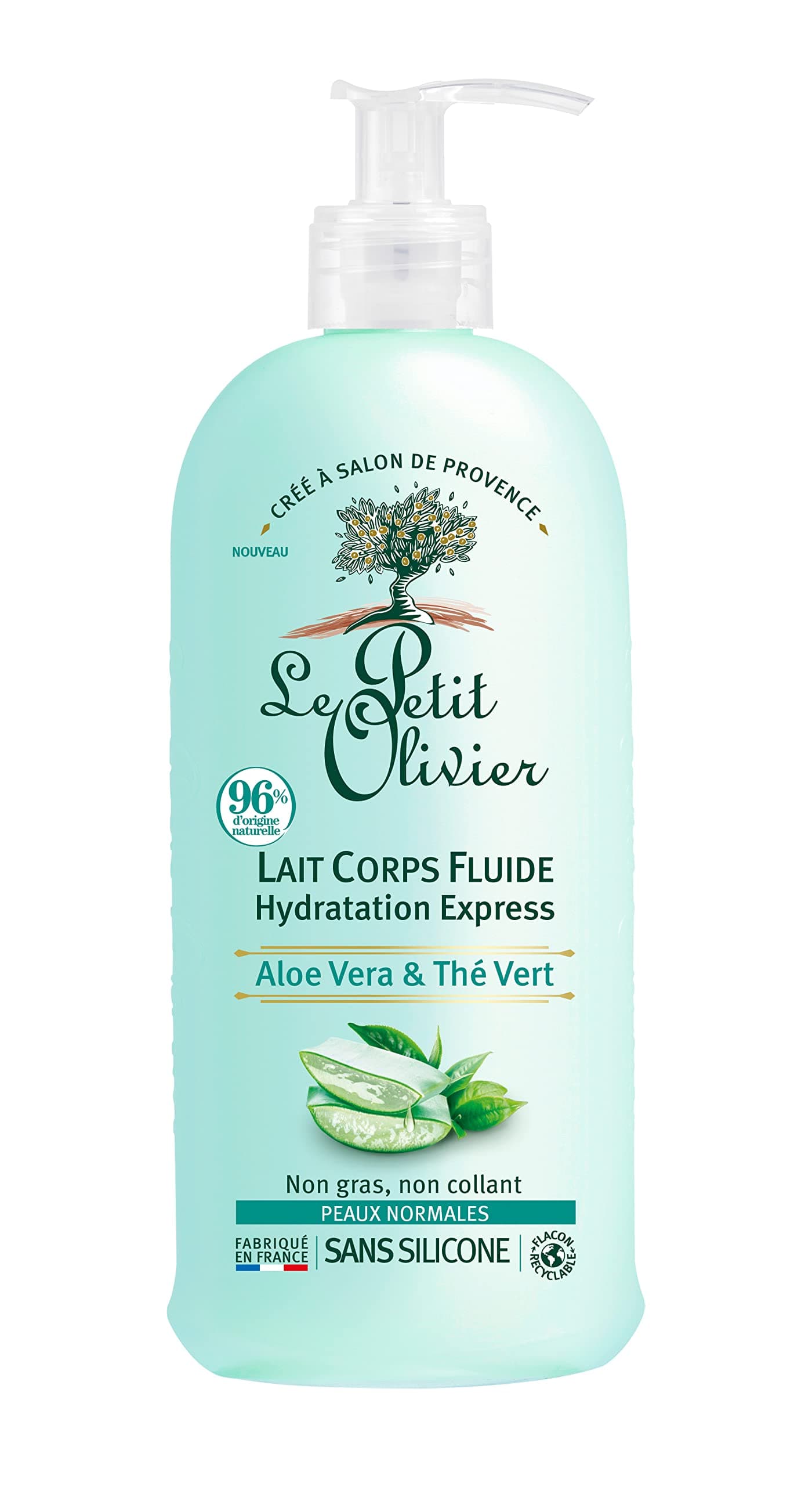 LE PETIT OLIVIER - Express Hydration Fluid Body Lotion - Aloe Vera & Green Tea - Moisturizes & Refreshes - Normal Skin - 97% Natural Origin - Silicone Free - Made in France - 250ml - Image 6