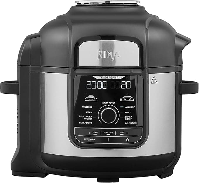 Ninja Ninja Foodi MAX Multicooker, Air Fryer, 9-in-1 Pressure Cooker, 7.5L, 9 Cooking Functions, Pressure Cooking, Air Frying, Slow Cooking, Grill and More Brushed Steel and Black, OP500EU