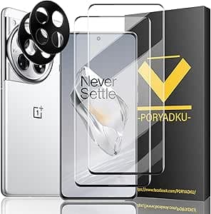 FlexGear 2 x Tempered Glass for Oneplus 12 and 2 x Lens Protectors, Fingerprint Unlock, 3D Cover, Bubble Free, 9H Hardness, HD Glass