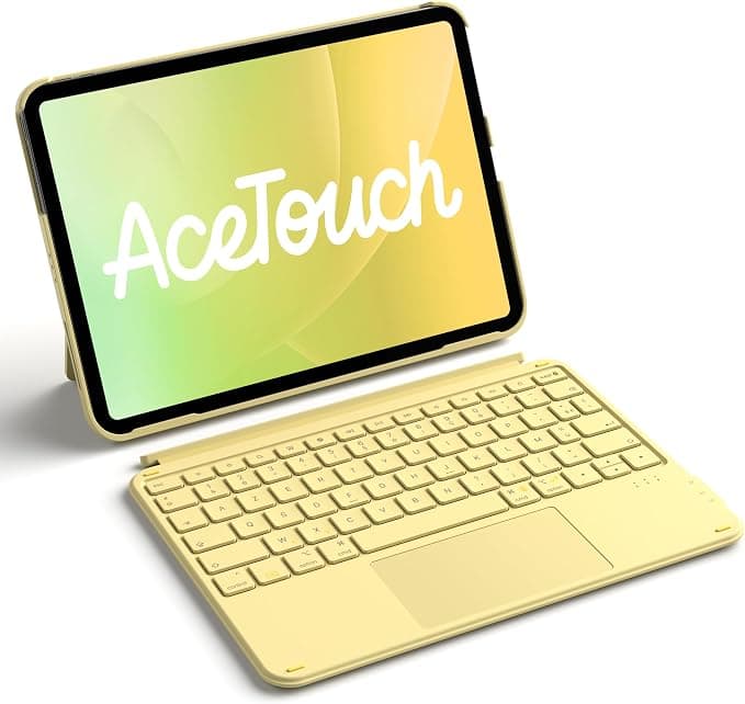 Inateck Keyboard Case for iPad 11th/10th Gen, for iPad 10th (10.9")/ 11th (2025 A16), Air 11" M3/M2, Air 6/5/4th, Pro 11 4th/1re, Ultralight Detachable Keyboard with Touchpad, Grey AceTouch Yellow - Image 1