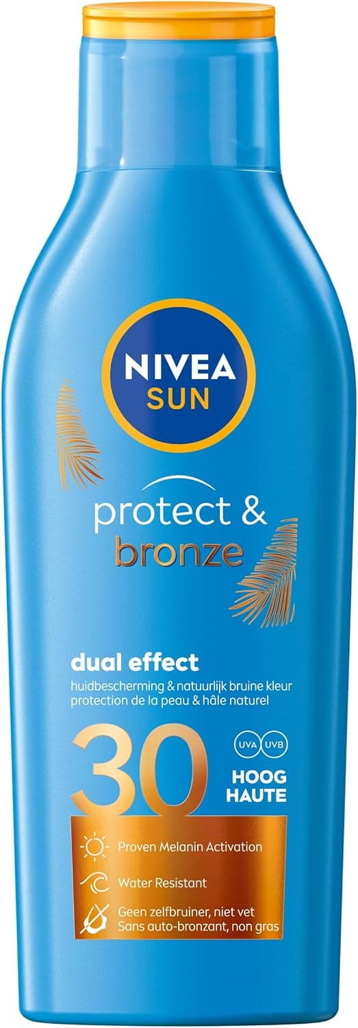 NIVEA SUN Lait solaire activateur de bronzage Protect & Bronze FPS 30 (1 x 200 ml), crème solaire avec protection UVA/UVB pour un hâle naturellement bronzé