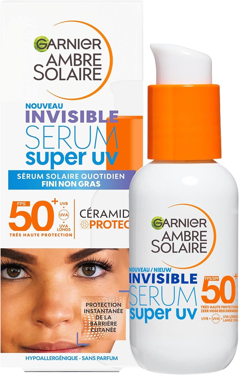 Garnier Ambre Solaire Super UV - Sérum Solaire Visage Invisible - Très Haute Protection SPF50+ - Pour Tous Types de Peaux - 30 ml - Image 1