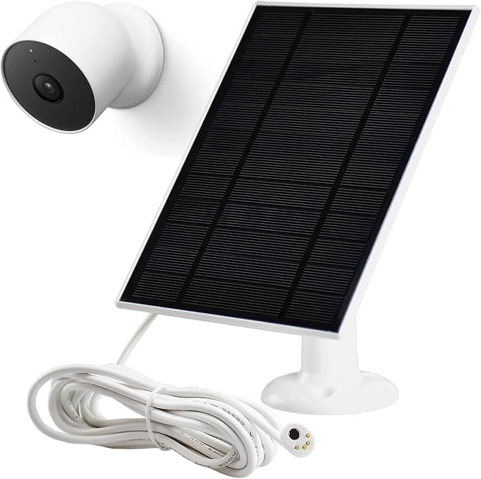 Solar Panel Charger for Google Nest Cam Outdoor Indoor 2nd Generation Battery 3.8W Solar Power 3m Charging Cable - Image 1