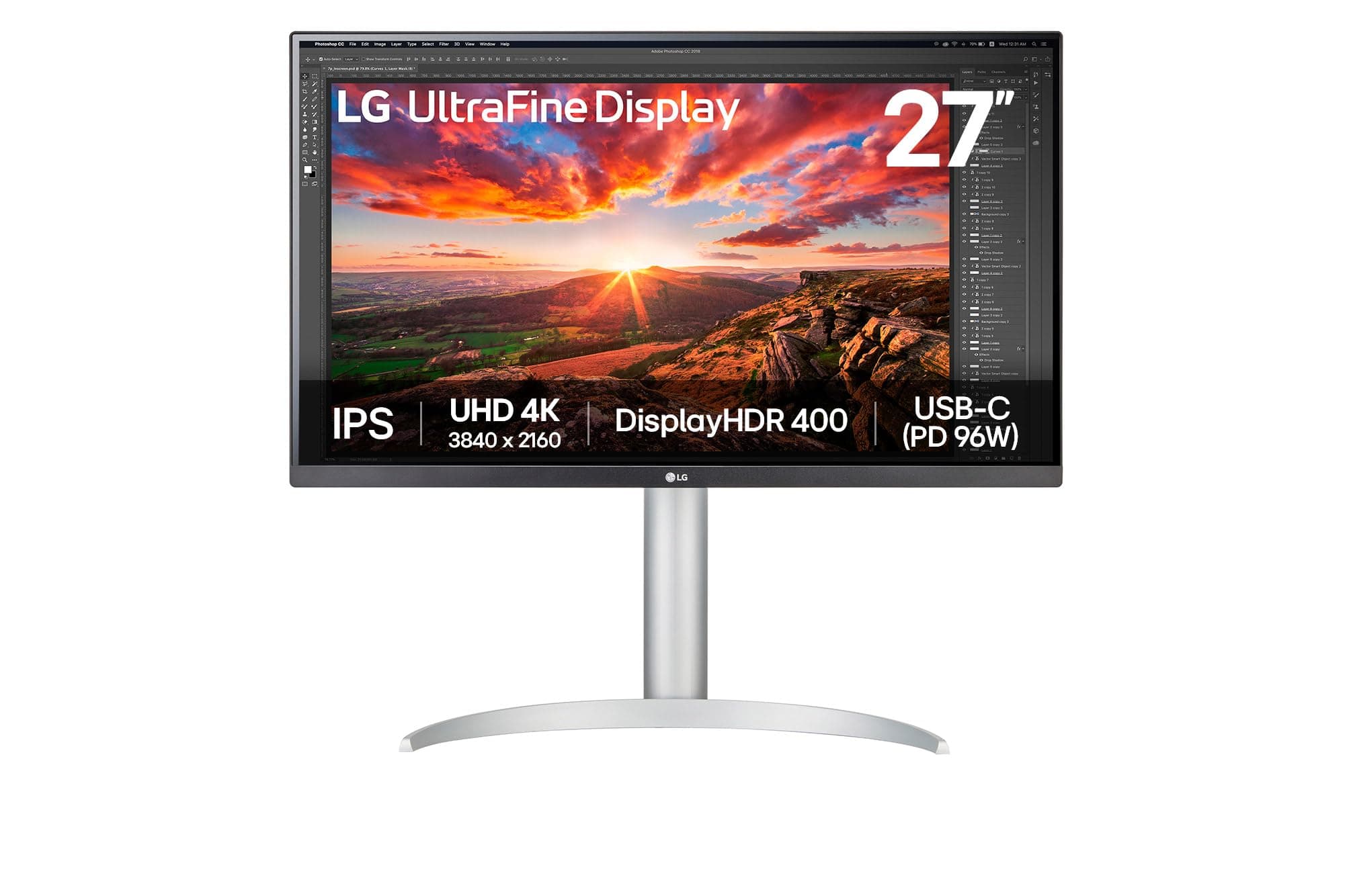 LG LG Ultrafine 27UP850K-W 27" 4K PC Monitor - IPS Panel UHD (3840 x 2160), 5ms GtG 60Hz, DisplayHDR 400, DCI-P3 95% (CIE1976), Reading Mode, Tilt, Height Adjustable