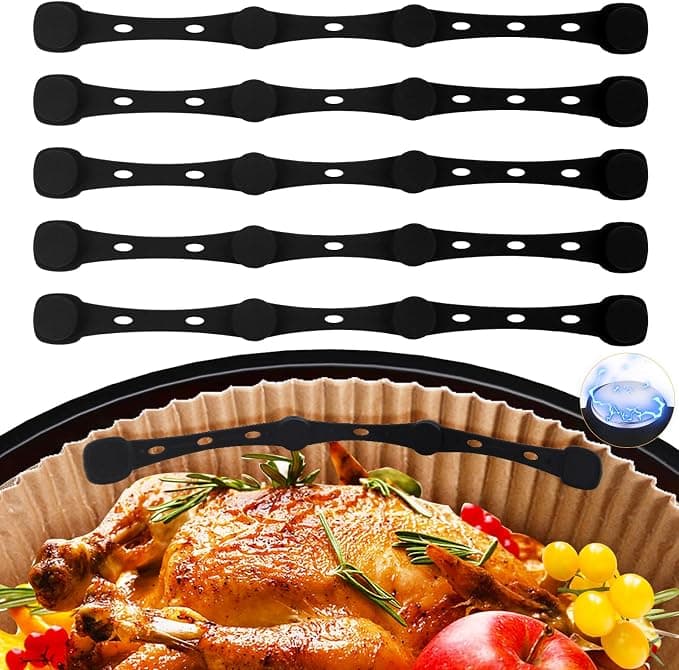 Air Fryer Magnet, 5 Pcs Silicone Airfryer Magnet 17.5cm, Heat Resistant Air Fryer Magnetic Fastener, Solidly Fixed, Air Fryer Accessories Compatible with Ninja, Cosori, Philips - Image 1
