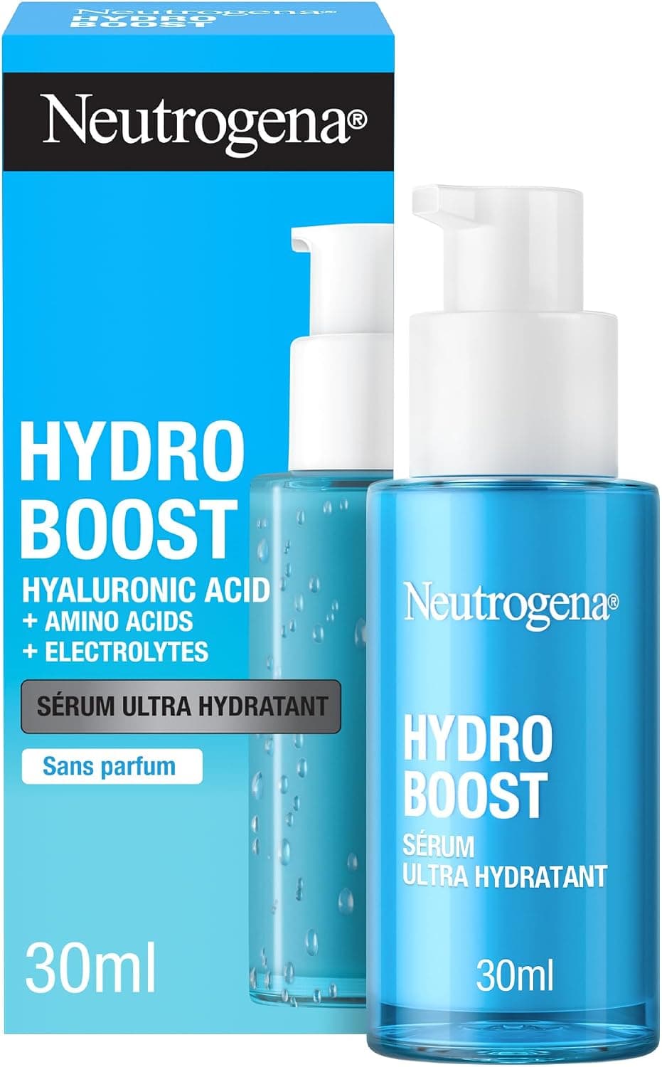 Neutrogena – Sérum Ultra Hydratant Hydro Boost (flacon-pompe de 30 ml) – Soin pour le visage à l'acide hyaluronique, acides aminés et électrolytes – Sérum léger à absorption rapide - Image 1