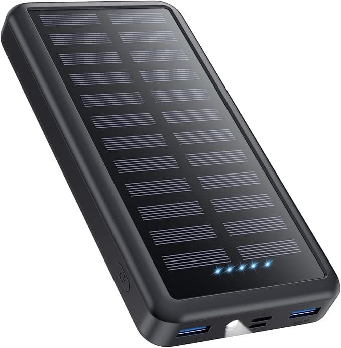 Samsung External Battery USB C 26800mAh, Solar Power Bank 15W PD 3.0A Fast Charging, Portable Solar Charger with LED Flashlight Battery Compatible with iPhone/Samsung, Tablet and Camping