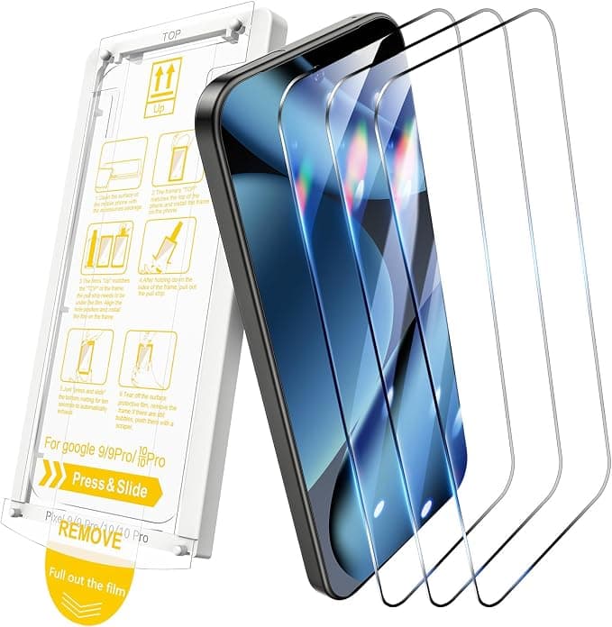 Kamita [3 Pieces] Screen Protectors Compatible with Google Pixel 10 Pro/Pixel 10/Pixel 9 Pro/Pixel 9, HD Clear Tempered Glass Protective Film, Anti-Scratch Screen Protector with Mounting Tool - Image 1
