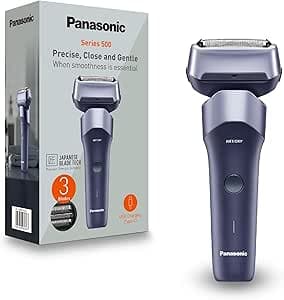 Panasonic Series 500, ES-ERM3FV503 Rechargeable Electric Shaver 3-Blade Dry & Wet, Japanese Stainless Steel, Flexible Head 10D, IPX7, USB-C Charging, Purple