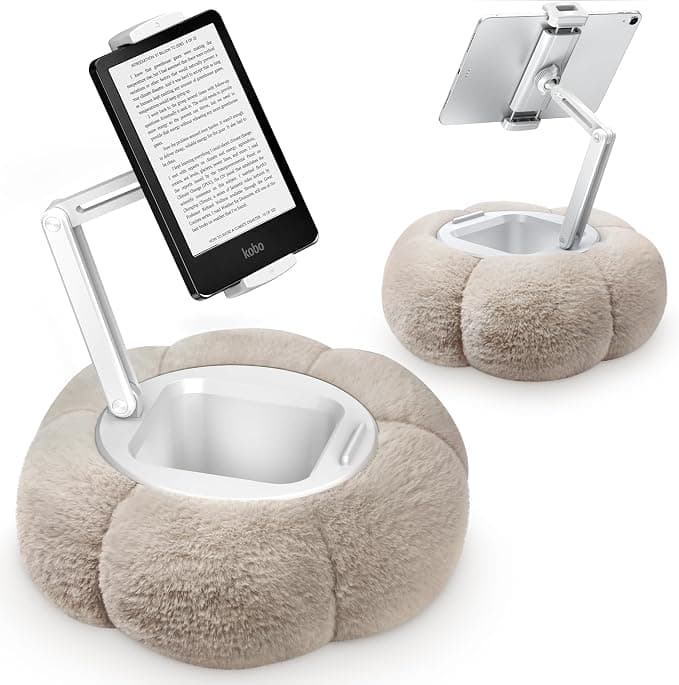 CreaDream Pumpkin Tablet Stand for Kindle iPad, Adjustable Cell Phone Cushion with Removable Snack Bowl, Compatible with 4.7-13 inch Tablet, iPad, iPhone, Samsung Tabs, Kindle - Image 1