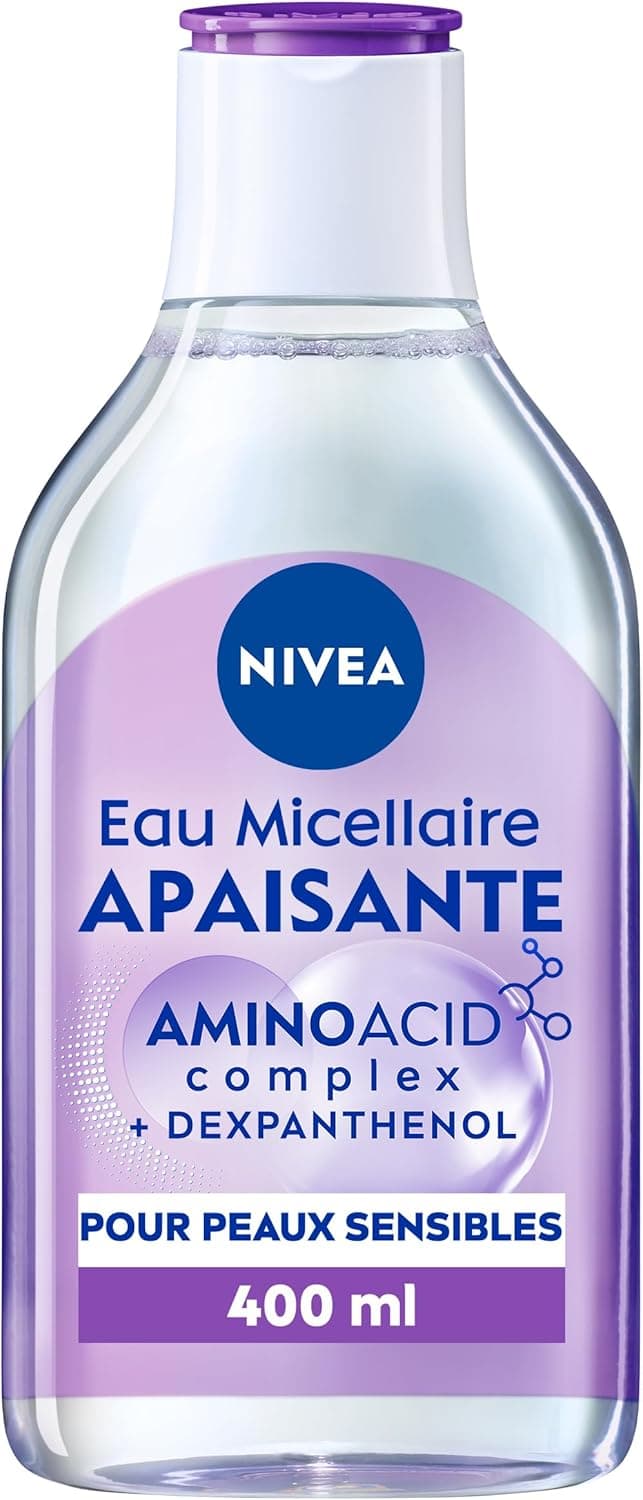 NIVEA NIVEA MicellAIR SKIN BREATHE Eau Micellaire Peaux Sensibles (1 x 400 ml), démaquillant 3 en 1 sans parfum ni colorant, nettoyant visage, yeux & lèvres