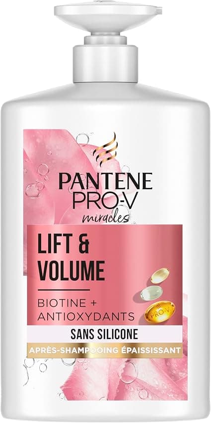 Pantene Biotin and Rose Water Thickening Conditioner, Lift & Volume, XL with Pump, 1000 ml - Image 1