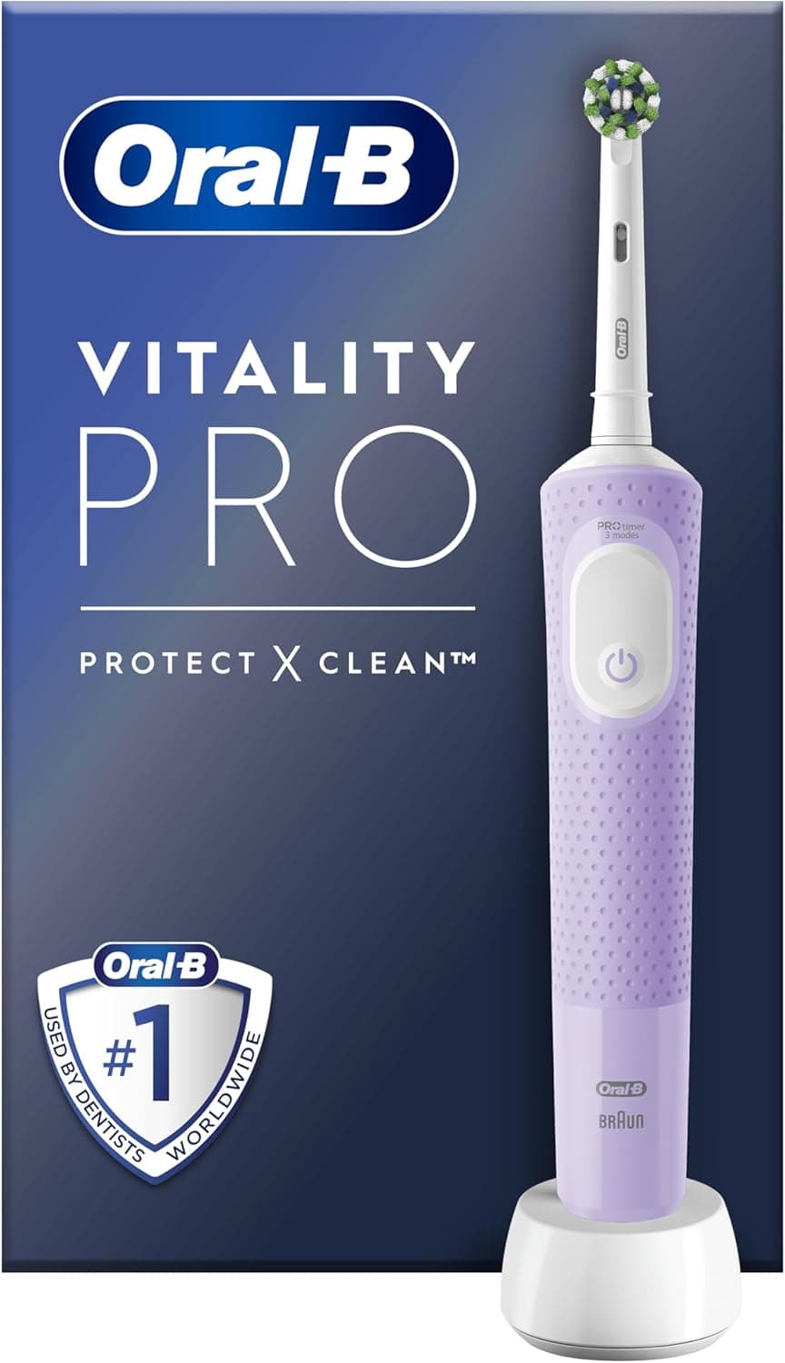 Oral-B Vitality Pro Brosse A Dents Electrique, Pour Adultes, Modes De Nettoyage Avec Sensibilité Plus, 1 Brossette De Rechange, 1 Chargeur, Violette