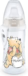 NUK Active Cup for Kids 12+ Months | Leak Proof Spout | Clip and Protective Cap | BPA Free | 300ml | Disney Winnie the Pooh | Beige