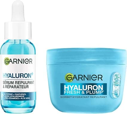 GARNIER - SkinActive - Routine Hyaluron - Fresh & Plump Hydrating Sorbet Cream (85 ml) + Hyaluronic Plumping & Repairing Gel Serum (30 ml) - Bouncer Skin - All Skin Types - Image 1