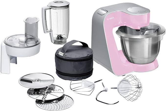 Bosch Appliances MUM58K20 CreationLine 1000 W Food Processor, 7 Speeds + Turbo, 39 Litre, Stainless Steel Mixing Bowl, Silver Pink - Image 1