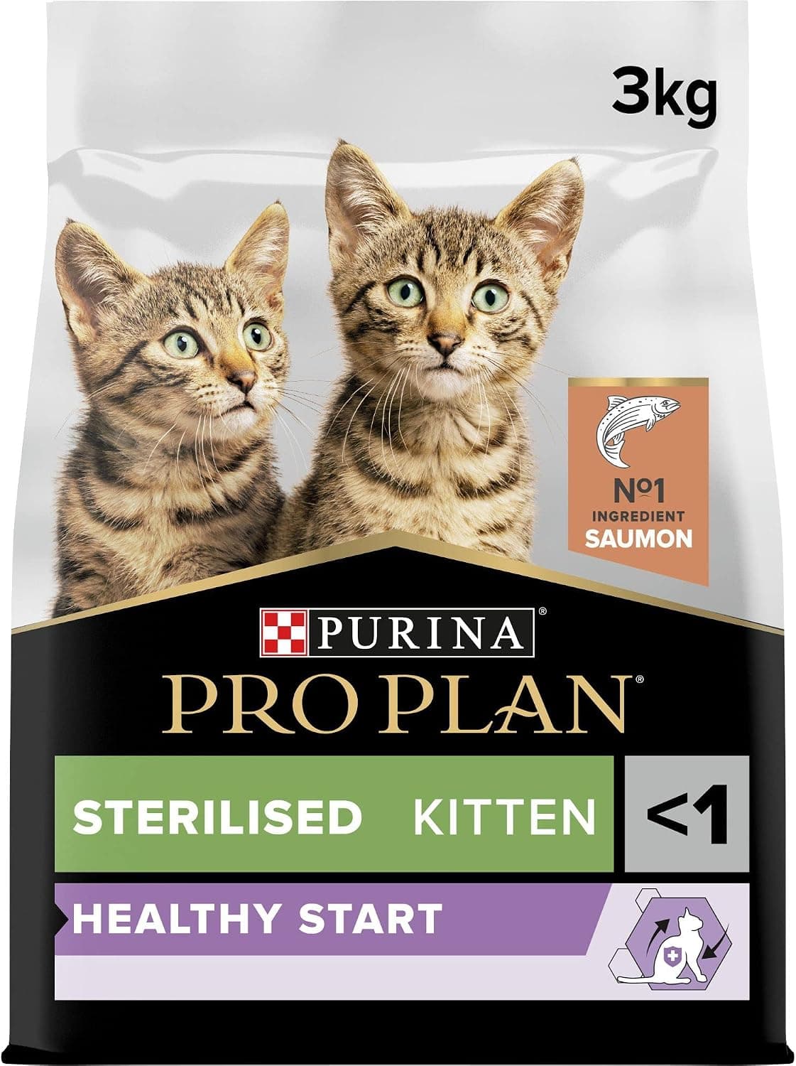 PURINA PRO PLAN | Healthy Start | Sterilised Kitten Kibble | Strengthens Kitten's Natural Defenses and Immune Response | Rich in Salmon | Bag | 3 kg