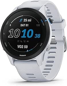 Garmin Forerunner® 255 Music GPS Running Smart Watch with Music Advanced Information Long Life Battery White