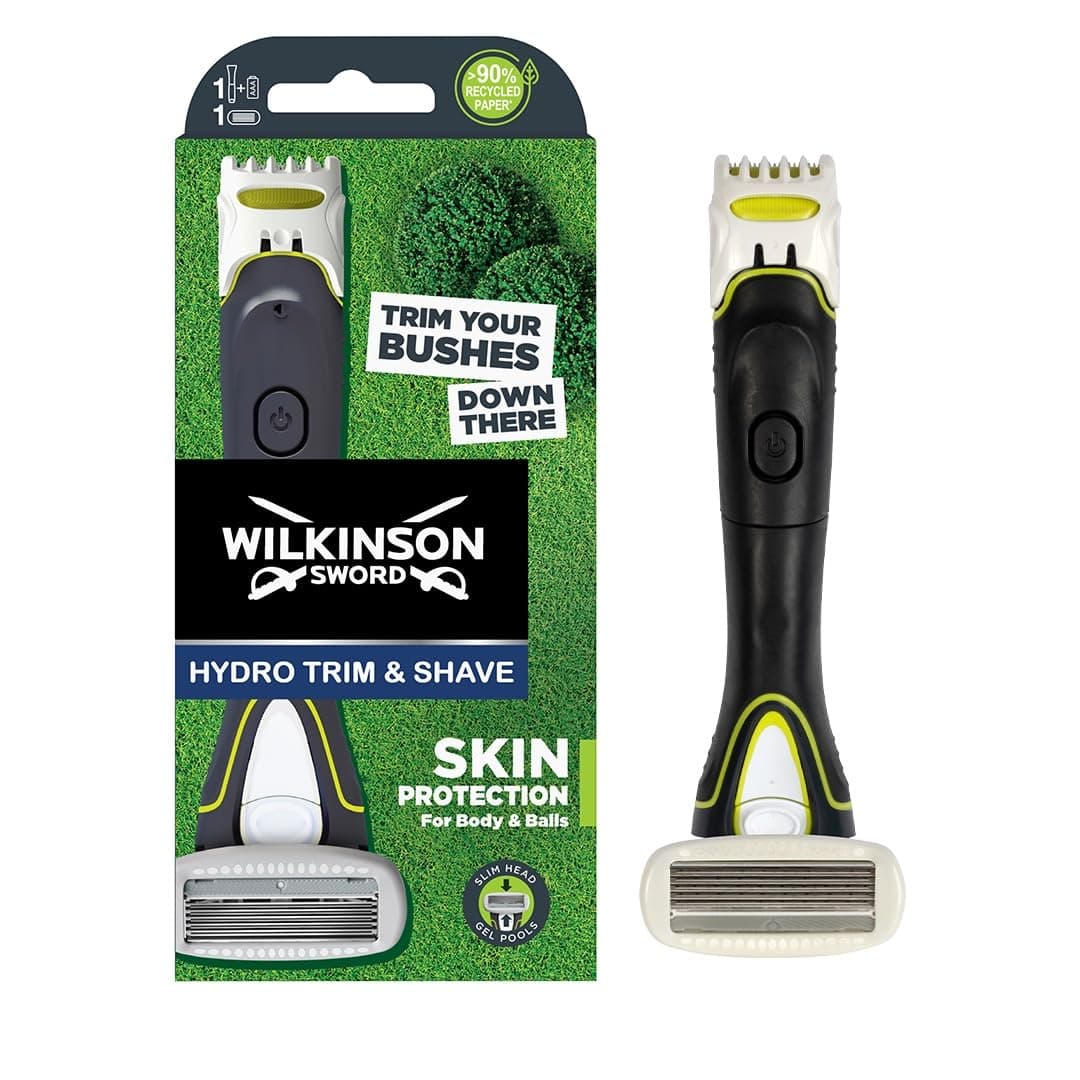 Wilkinson Sword Hydro Men's Electric Shaver & Trimmer - 2-in-1 Men's Skin Care Device to Protect Body and Face Skin - 1 Pack