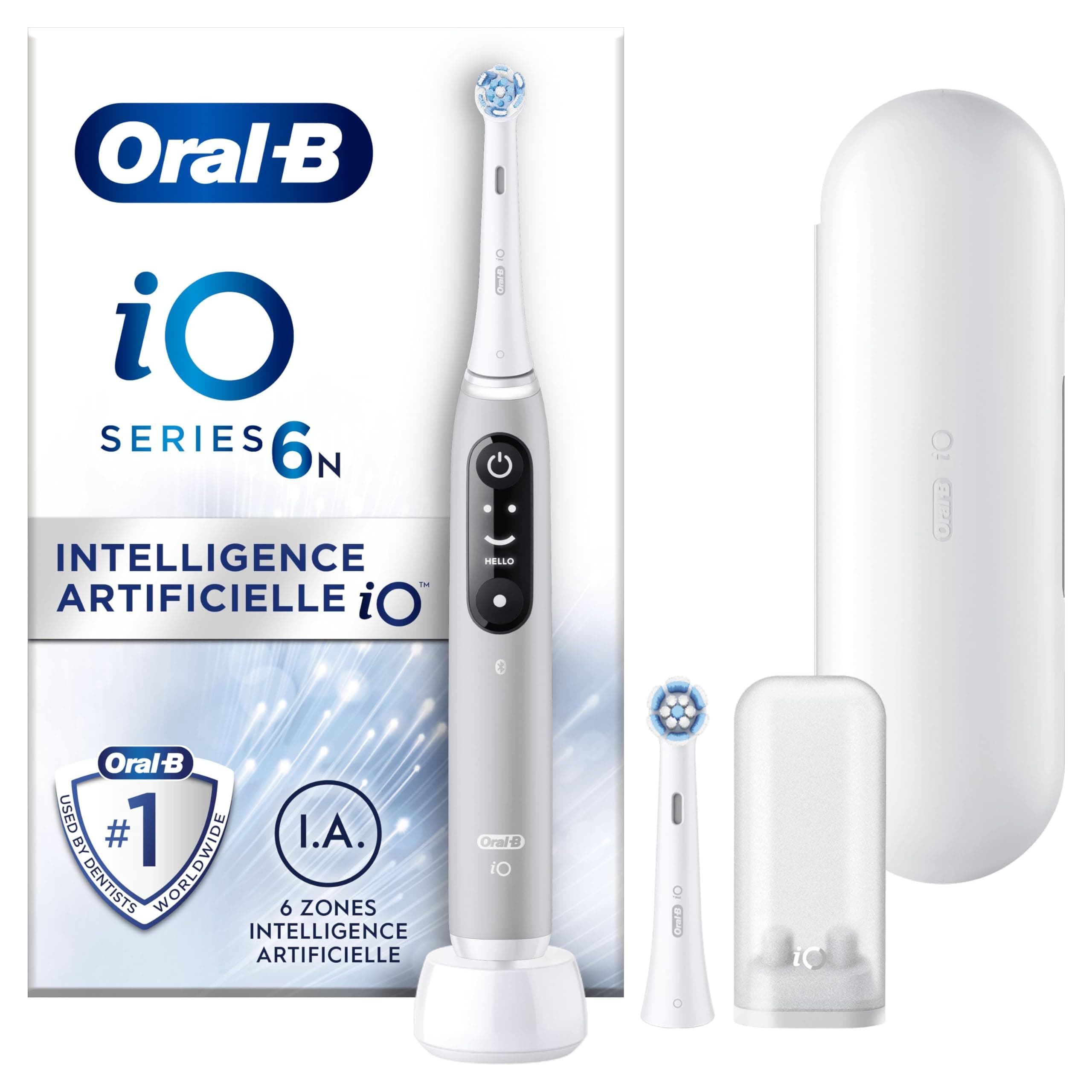 Oral-B iO 6 Grey Electric Toothbrush, 2 Brushes, 1 Travel Case, 1 Charger Pouch - Image 1