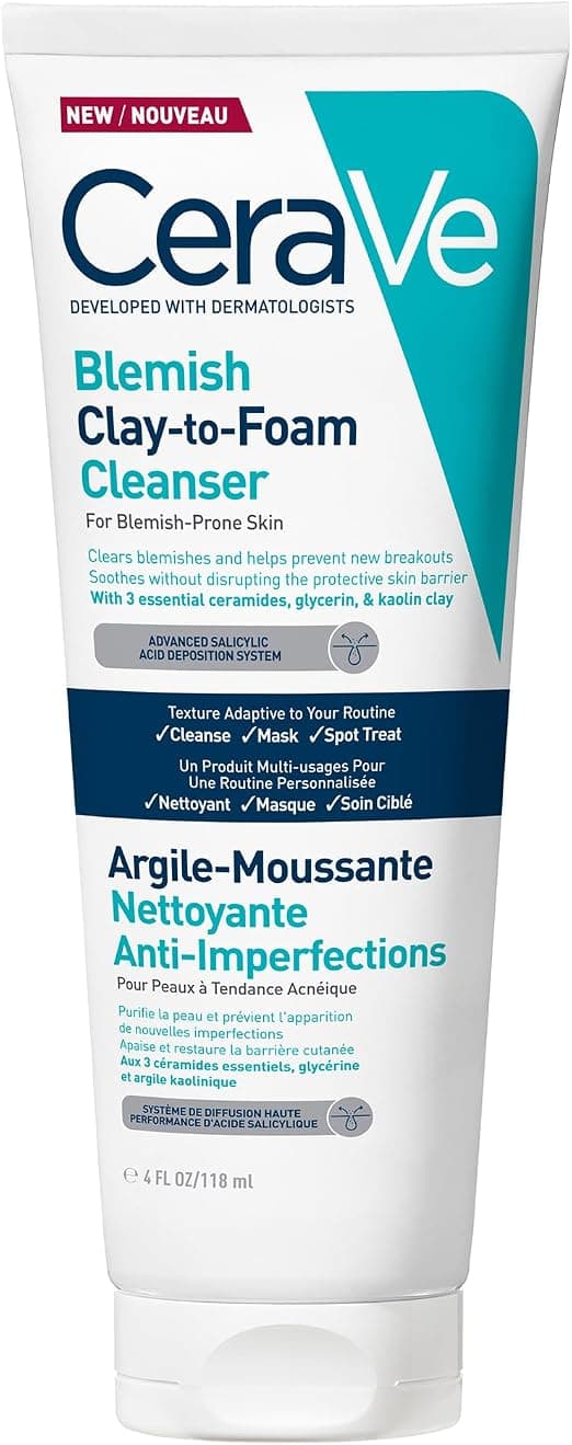 CeraVe - Anti-Blemish Cleansing Foaming Clay - Acne-prone Skin - Multi-purpose Purifies Skin and Reduces Blemishes - Glycerin, Kaolinic Clay & Ceramides - 150g - Image 1