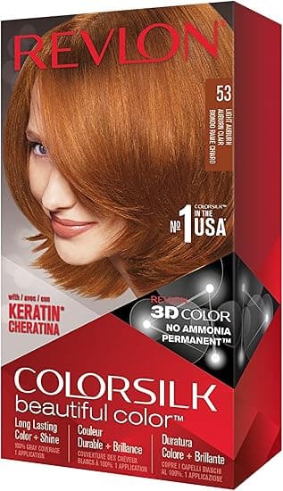 Revlon Colorsilk Beautiful Color, Coloration Permanente, Kératine et Acides Aminés de Soie, couvre 100% des Cheveux Blancs, 53 Auburn Clair - Image 8