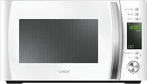 Candy CMXG20DW Microwave Grill, Powerful 700 W + 1000 W Grill, 20 L, Digital Programmer, 10 Automatic Menus + 5 Power Levels, Silent Function, Auto Defrosting, Child Safe, White