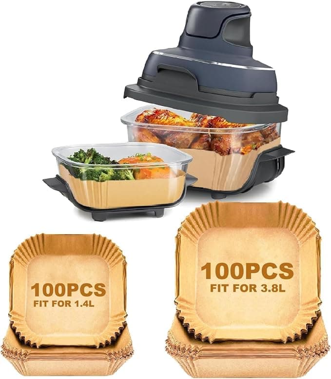 200 Sheets Baking Paper for Airfryer Ninja CRISPi - Compatible with Models FN101EUGY, FN101EUST, FN101EUSG (3.8L & 1.4L) - Non-stick Fryer Accessory Oil Free - Image 1