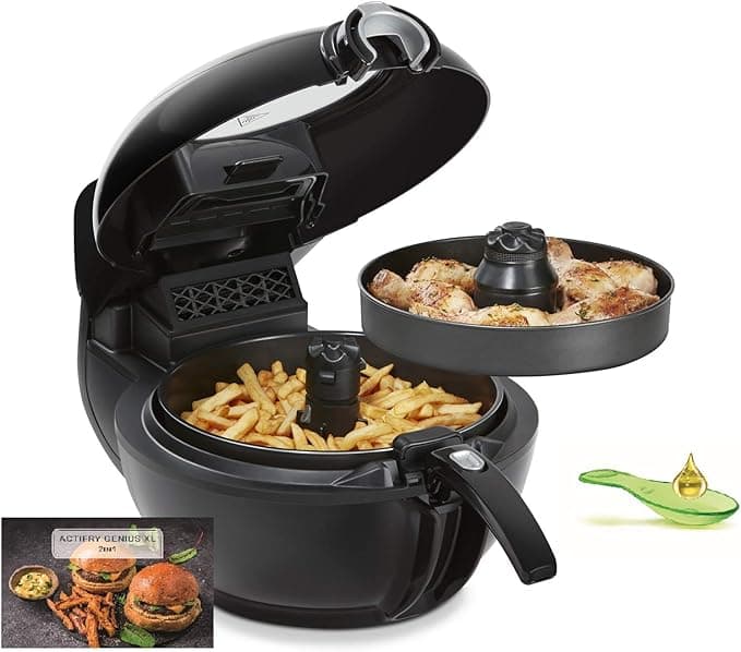 Tefal ActiFry Genius XL YV9708 2-in-1 Hot Air Fryer | 1500 Watts | Capacity: 1.7 kg | 9 Automatic Programs | 2-in-1 Technology | Black